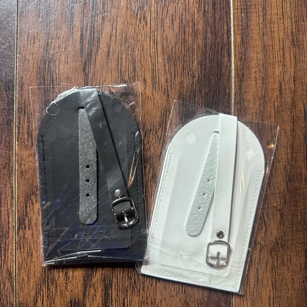 Black and White Luggage Tags with Airplane Design